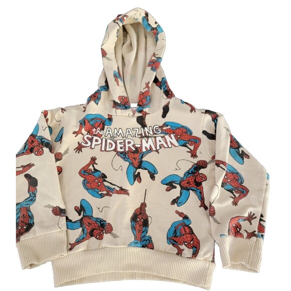 Two (lot)Marvel Spider Man 3T cream and Blue Hoody Sweater - Picture 5 of 9